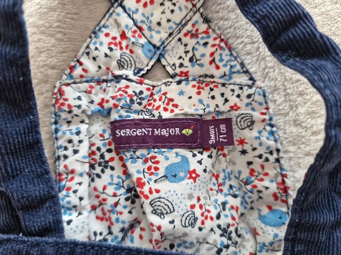 Ensemble Sergent Major T-shirt ML blanc + Salopette short velours marine 9M (BE) - photo numéro 9