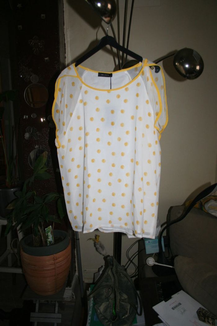 🌸Top Blanc et jaune Modèle Janefon Taille 42 Cop Copine 2023 🌸