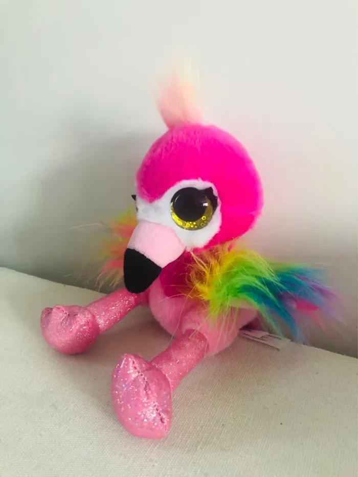 Peluche flamant rose ailé coloré perroquet zuru neuf - photo numéro 5