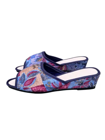 Chaussons compensés motif floral multicolore Taille 38 Neuf