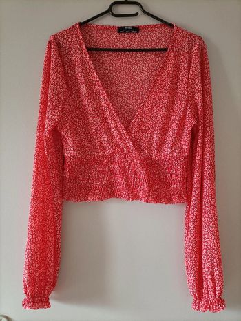 Haut court/ crop top imprimé à manches longues Bershka T. L