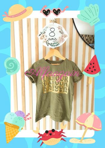 T-shirt kaki amour Primark 8ans