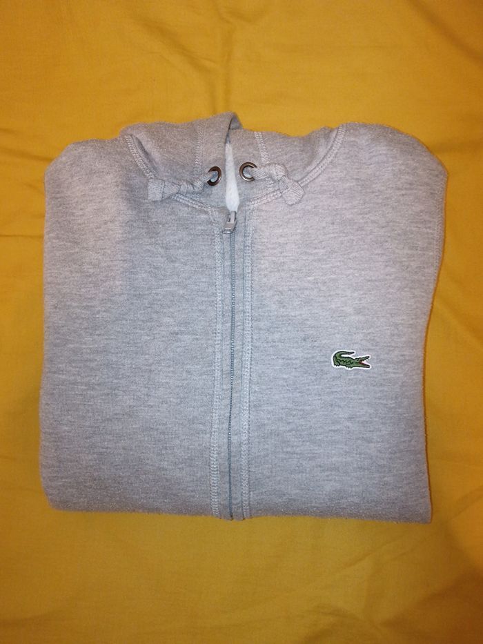 Lacoste - Sweat zippé à capuche, intérieur polaire