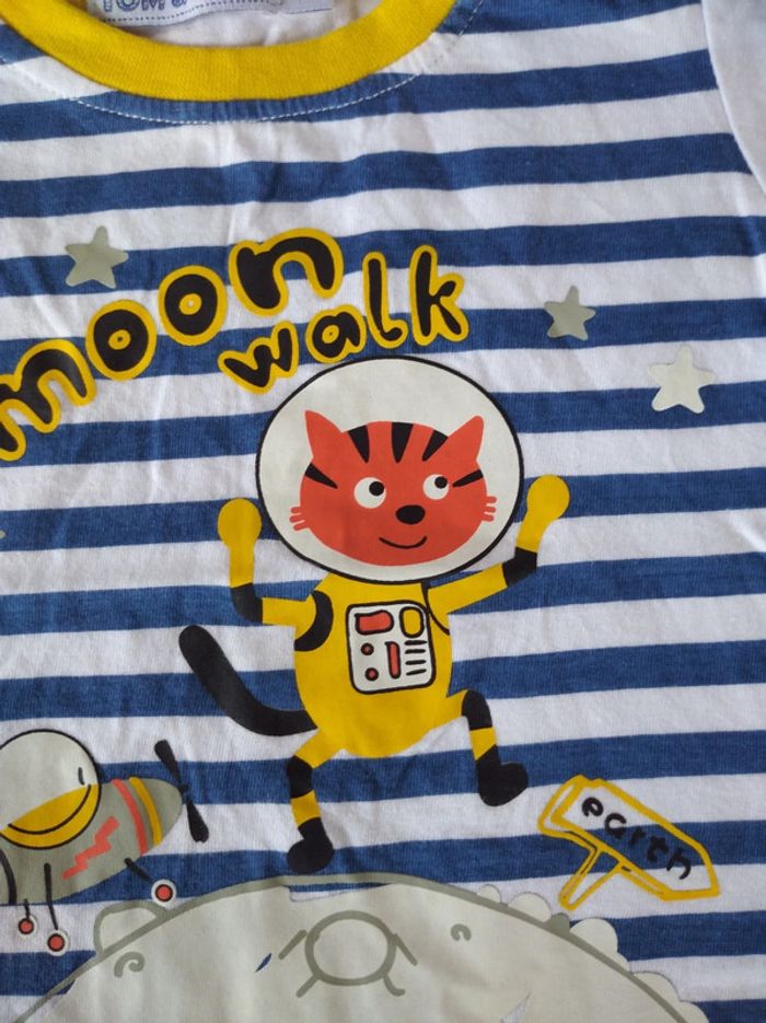 Tee shirt chemise manches courtes Garçon 6 mois Chat lune "Moon Walk" Tom&Kiddy 100% coton - photo numéro 7