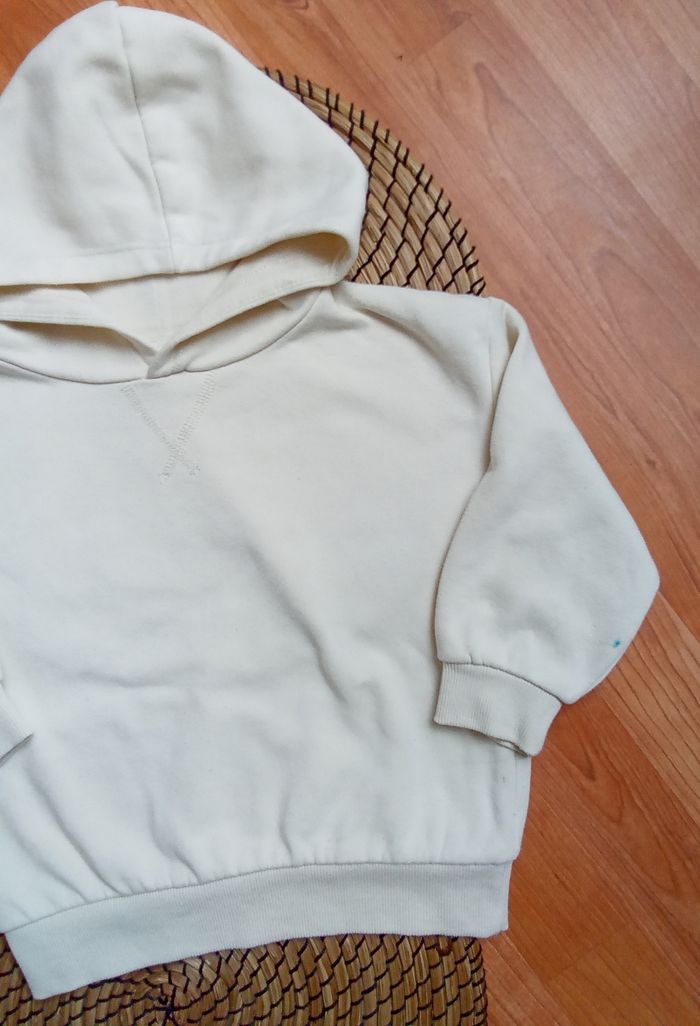 Ensemble crème legging côtelé+ sweat à capuche Primark taille 3 ans - photo numéro 2