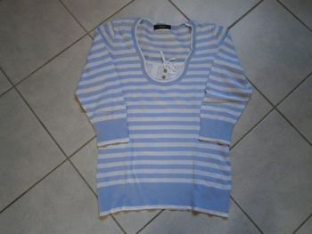Pull fin bleu lavande/blanc BURTON Taille 40