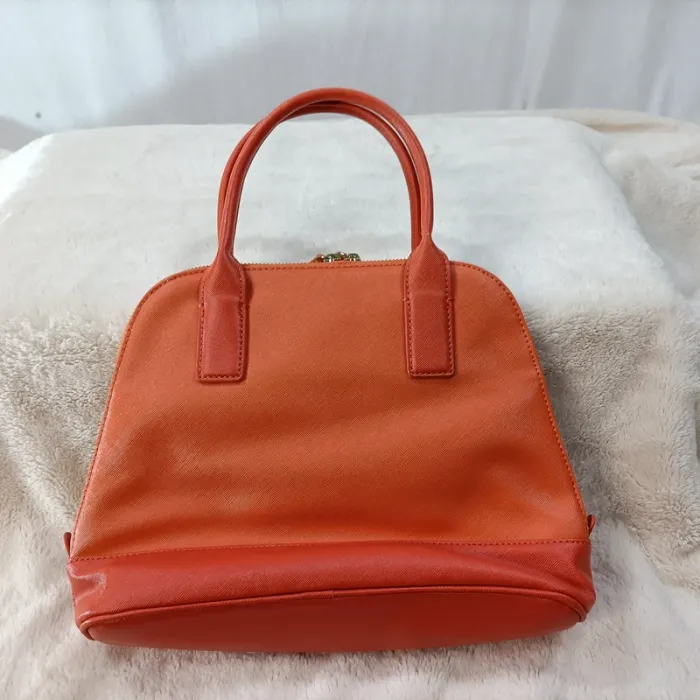 Sac à main et portefeuille orange assortis avec doublure beige compartimentée S034 - photo numéro 4