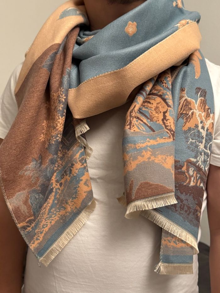 Écharpe dessin nature bleu - photo numéro 6