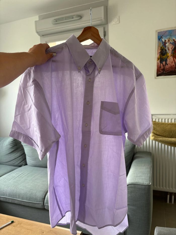 Chemisette chemise manche courte violette taille L - photo numéro 3