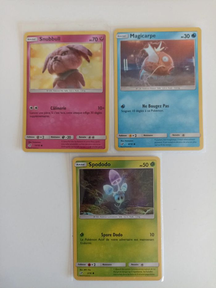 Lot 3 cartes Pokémon détective pikachu