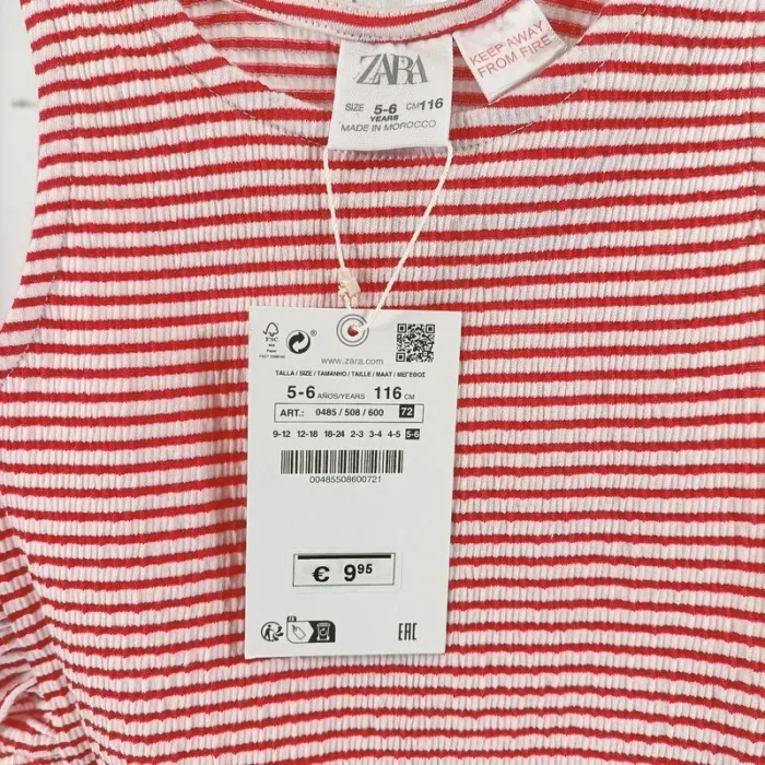 Ensemble Ensemble Jupe en jean et débardeur à volant marinière rouge et blanc enfant A142 - photo numéro 5