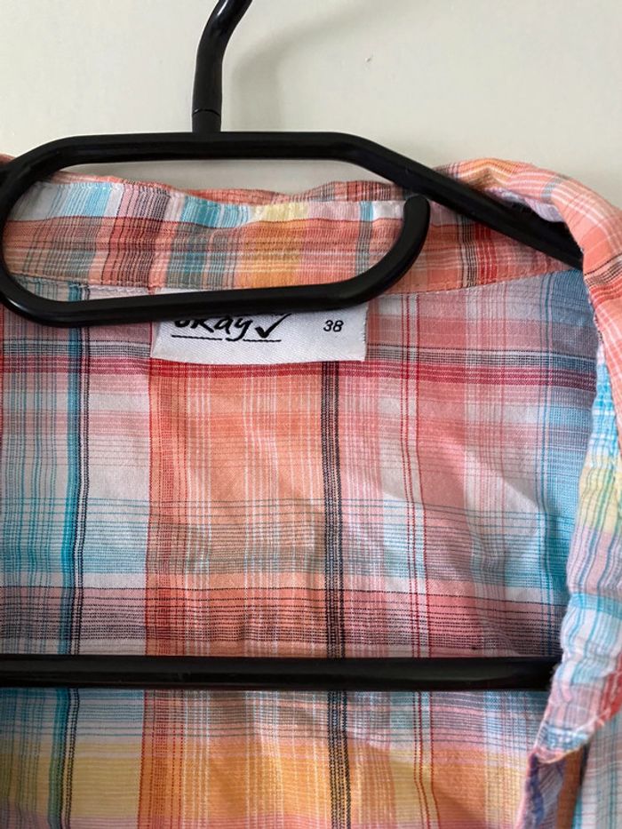 Chemise à carreaux multicolores Okay Taille 38 - photo numéro 3