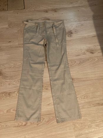 Pantalon en coton beige avec ceinture taille 40