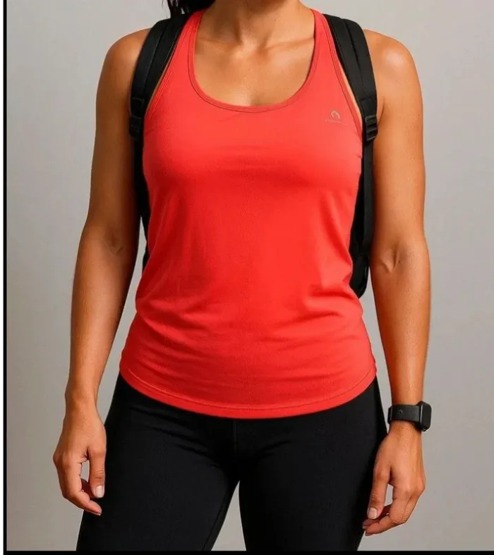 Haut de sport corail fluo en excellent état, taille 38.