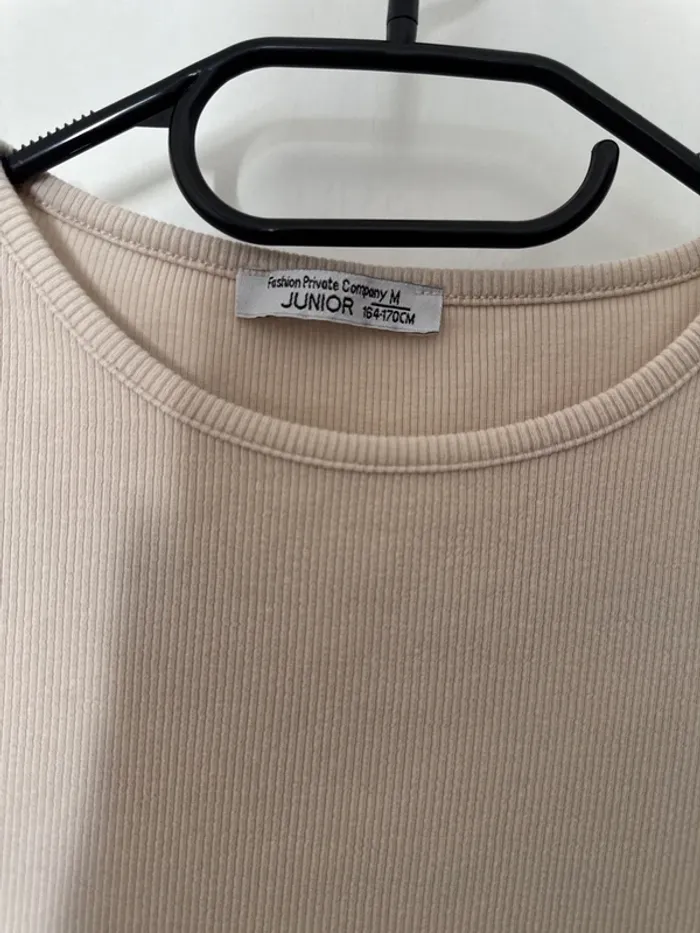 T-shirt côtelé beige fille été - photo numéro 2