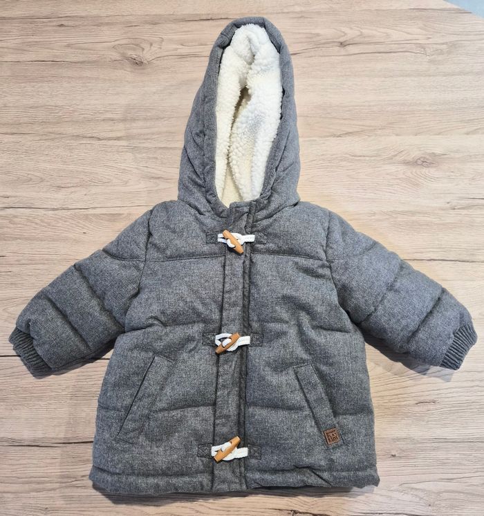 Manteau fourré gris a capuche, Kiabi, 12 mois