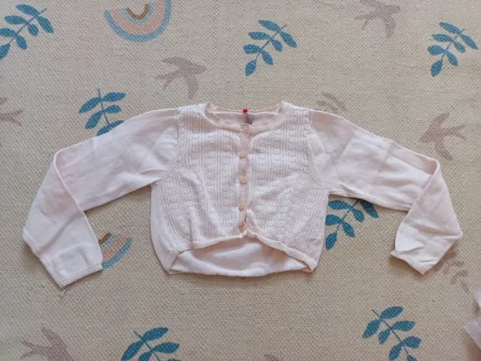 Gilet boléro rose corail orchestra 5/6 ans