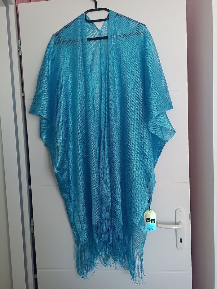 Kimono de plage turquoise irisé