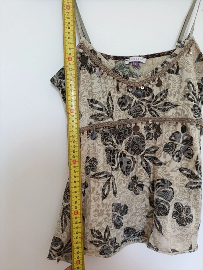 Rare piece vintage Top à bretelles fines à motifs et sequins Icelands vintage - photo numéro 4