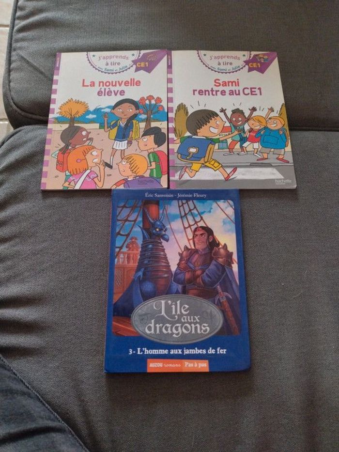 Trois livres CE1 - 7 ans (sami et Julie - l'île aux dragons)