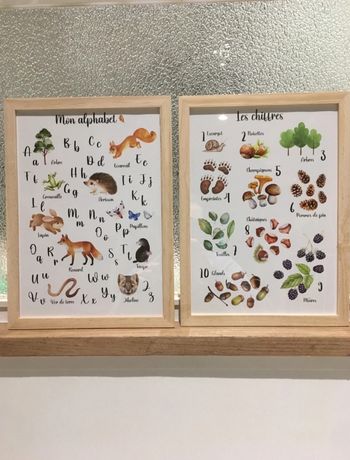 Lot de 2 affiches Alphabet et Chiffres - les animaux de la forêt