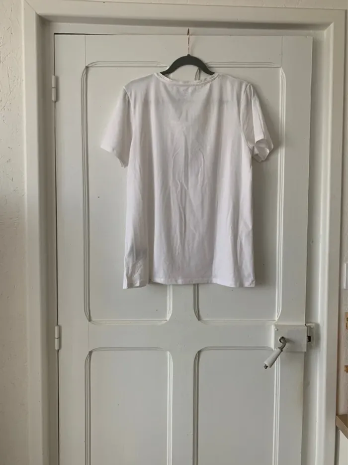 T-shirt imprimé vichy et paillettes blanc/rose femme - Taille XL Sans marque - photo numéro 2
