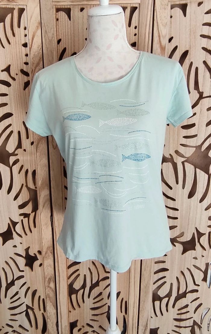 Tee shirt impression poissons pailletés T XL Alma Mater