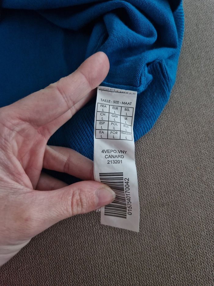 Pull fin col v bleu canard Mim - photo numéro 9