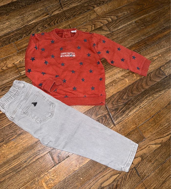 Sweat Bout’chou et jeans mango  24 mois