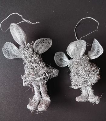 Lot 2 décoration de sapin de noël métallique argenté