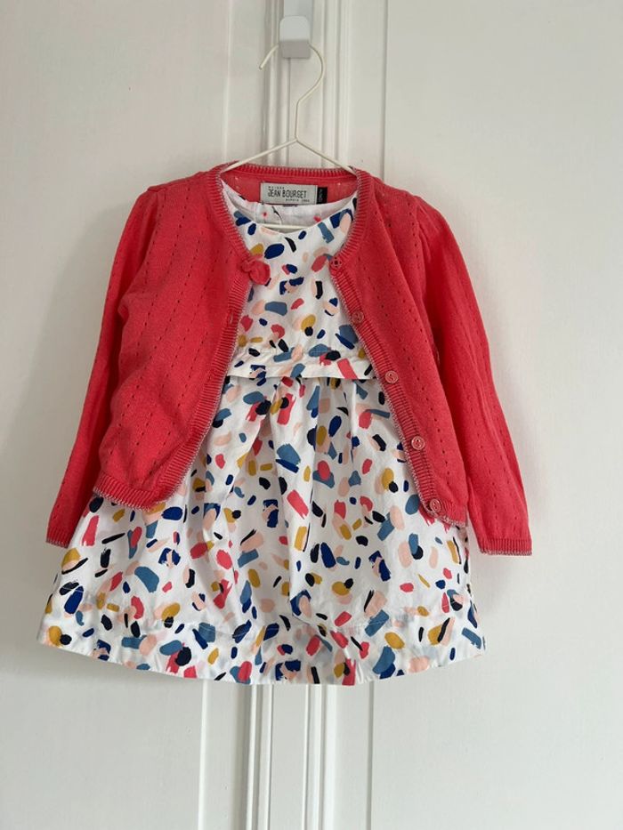 Ensemble Jean Bourget 12 mois robe + gilet