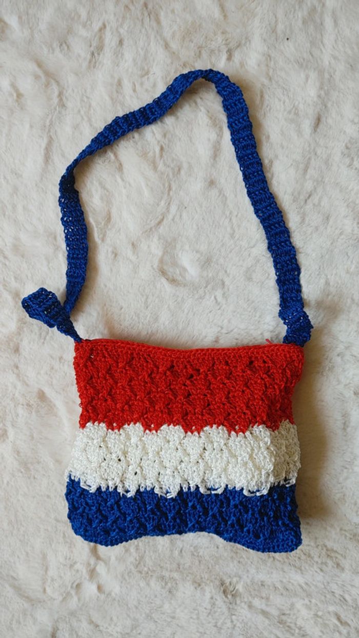 Sac en nylon bandoulière couleur de la France Bleu Blanc Rouge fermeture zip - photo numéro 3
