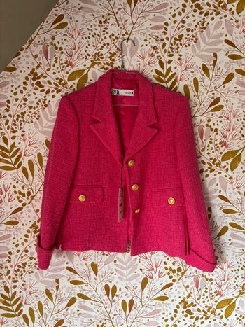 Veste blazer en tweed Zara rose chic