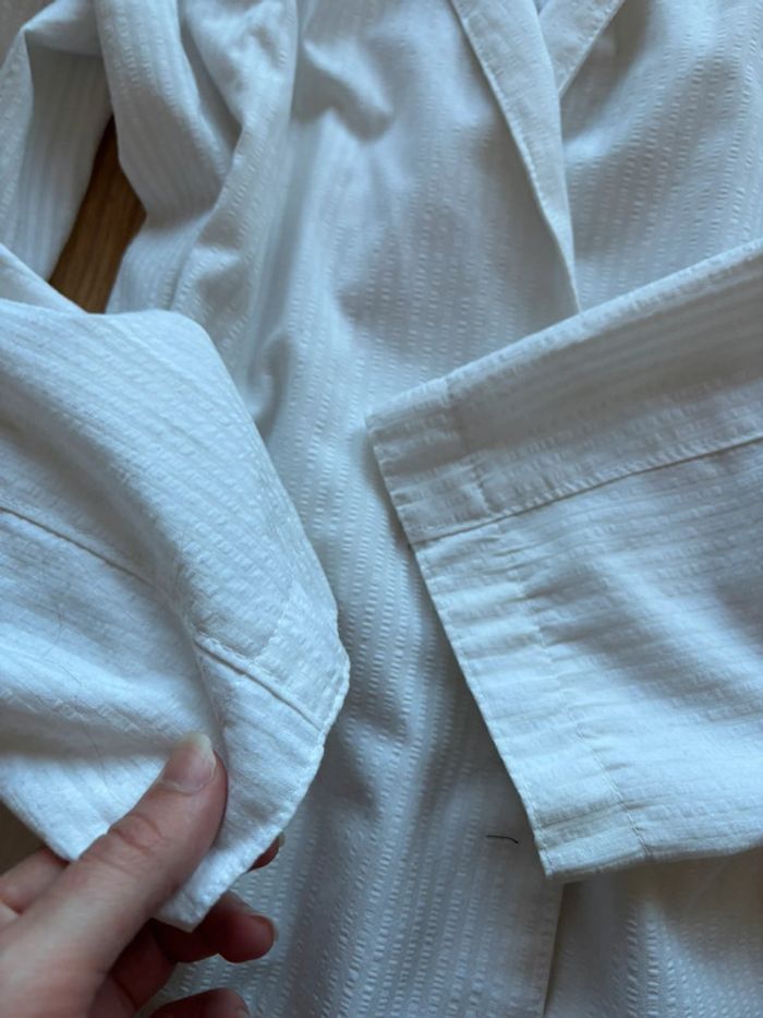 Veste blazer légère vintage blanc cassé crème coton/lin – taille M/38 80s 90s femme - photo numéro 6