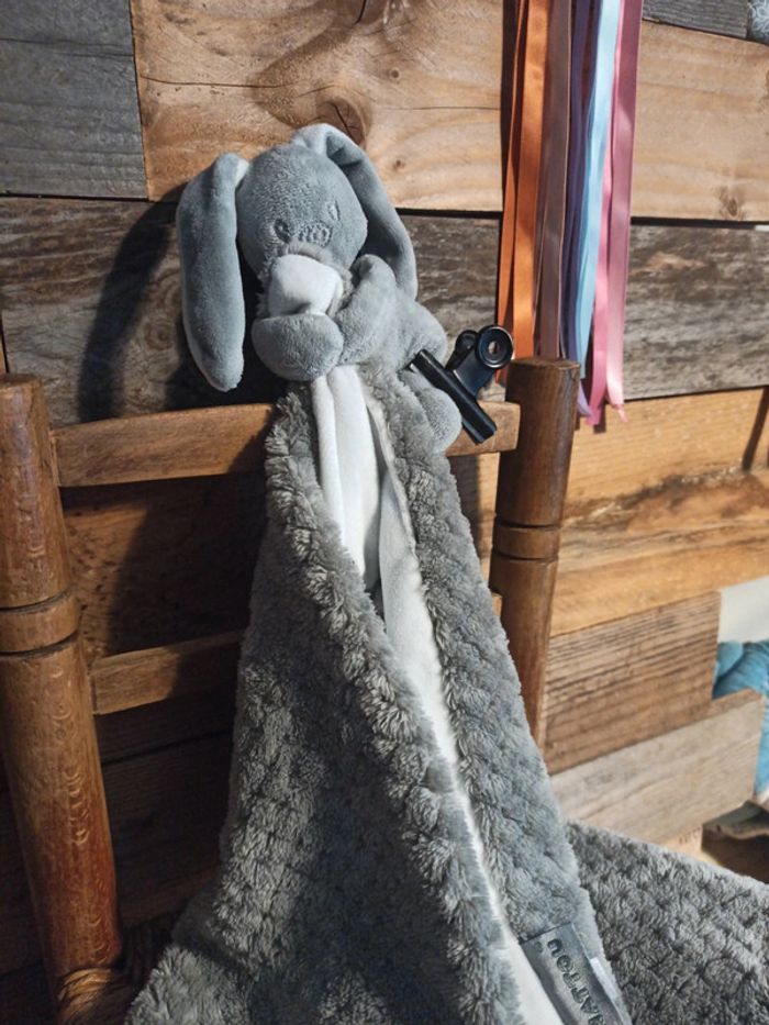 Doudou lapin couverture Nattou tbe gris - photo numéro 4