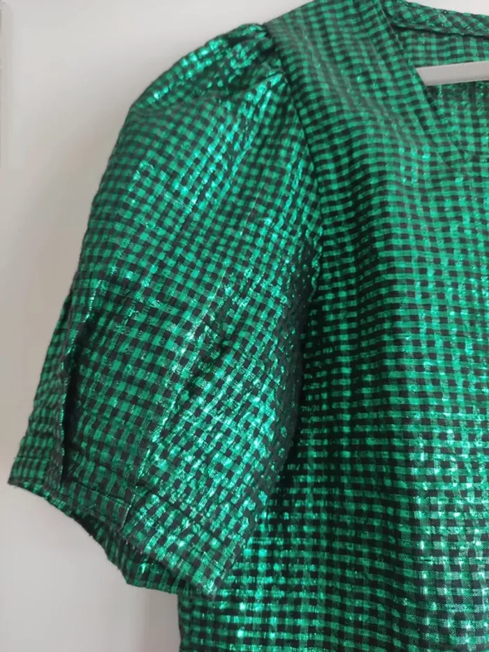 Superbe blouse vintage verte métallisée - Drop vert 🌵🍀 - photo numéro 6
