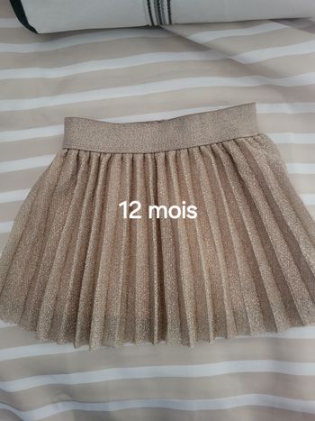 Jupe plissée pailletée dorée 12 mois