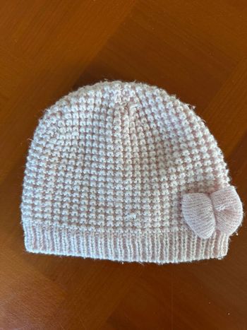 Bonnet en maille rose avec nœud taille neuf 12 mois