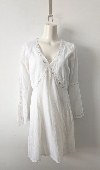 Robe d'été tunique de plage manches évasées - Blanc du Nil - taille 3 (40)