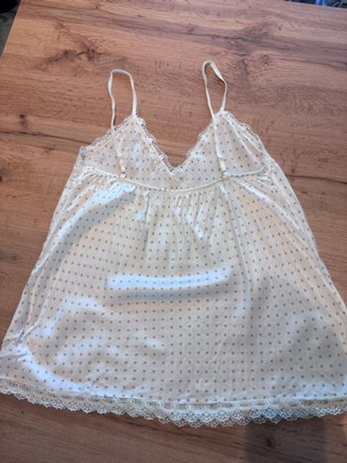 Top débardeur satiné blanc pois beige taille unique - photo numéro 5