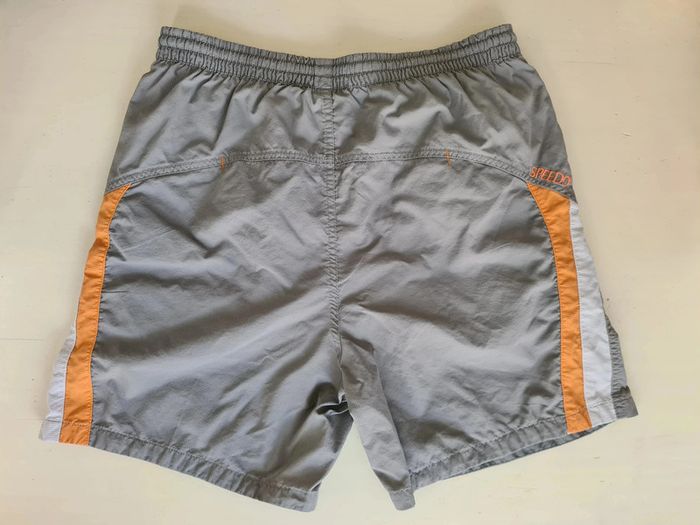 Caleçon short de bain Speedo, taille S, olive/vert foncé avec déco orange et blanc, piscine, bermuda - photo numéro 2