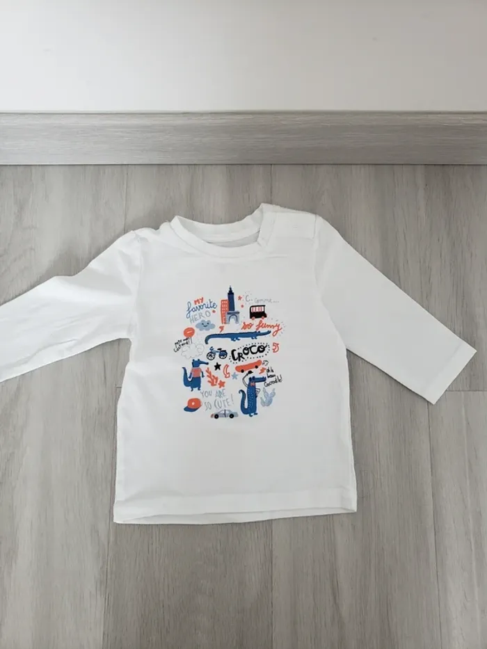 Lot de 2 t-shirts ml garçon 6 mois - photo numéro 2