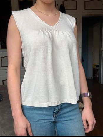 Haut blanc sans manches en mailles blanc - tissaia - taille 38/40