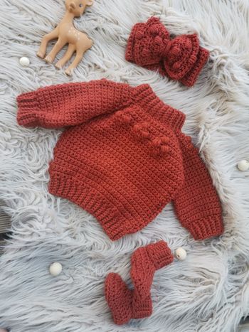 Pull bébé laine 3/6 mois effet loose couleur rouille