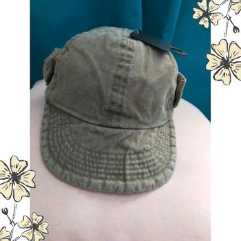 Casquette saharienne en jean kaki foncé – protection soleil – vintage