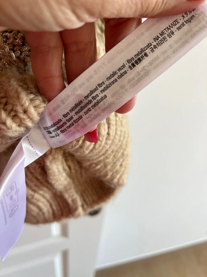 Pull Zara, beige et doré - photo numéro 4