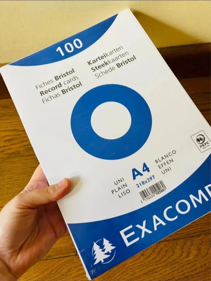 Énorme étui de 100 FICHES - bristol 210X297MM - blanc neuf