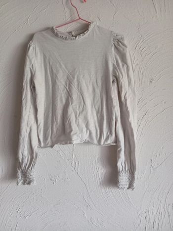 T-shirt manches longues col plissé