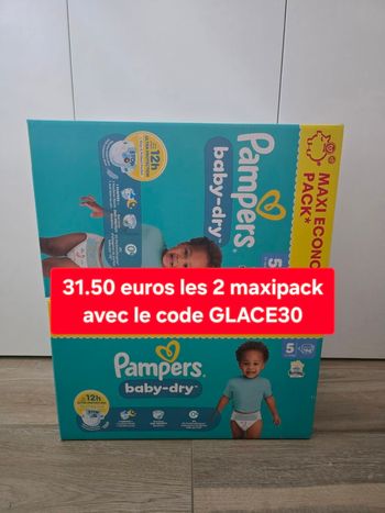2 Maxi Pack Couches Baby-Dry Pampers Taille 5