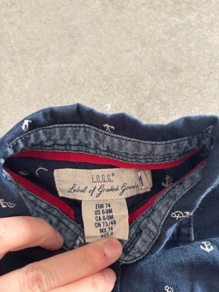 Chemise bleu marine à ancre blanche - photo numéro 3